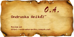 Ondruska Anikó névjegykártya